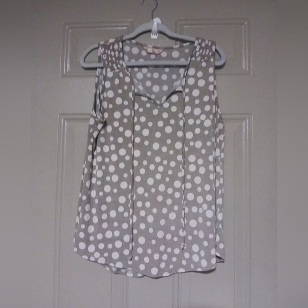 Sjs Woman Polka Dots Sleeveless Blouse Top Size XL